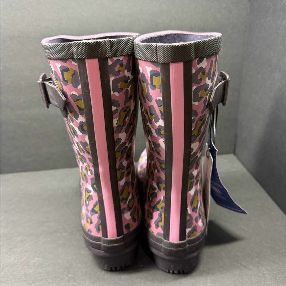 Joules Pink and Purple Leopard Print Rain Boots - Picture 3 of 7